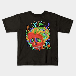 Poison Apple - Día De Los Muertos - Cute skull apple - Apple Lover Kids T-Shirt